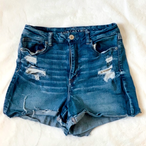 AE | NE(X)T Level Curvy High Waisted Shorts Medium Bright Indigo - Picture 2 of 5